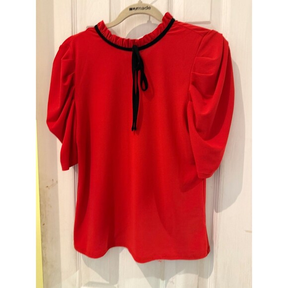 CECE Tie Neck Blouse — Red & Black Size XS - Picture 1 of 4